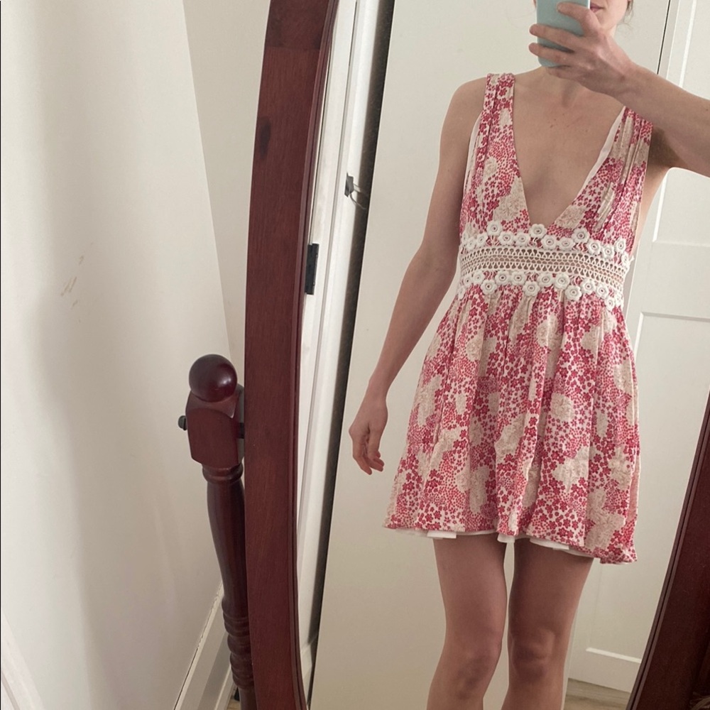 Floral Pink Sleeveless Dress